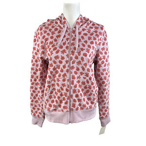 Disney Full Zip Hoodie Jacket sz Medium Purple Red Mickey Mouse Hands Fleece #2